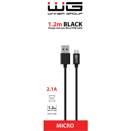 TIR, BUS a karavan - WG Datový kabel USB-A / micro-USB, 2,1 A, černý, 120