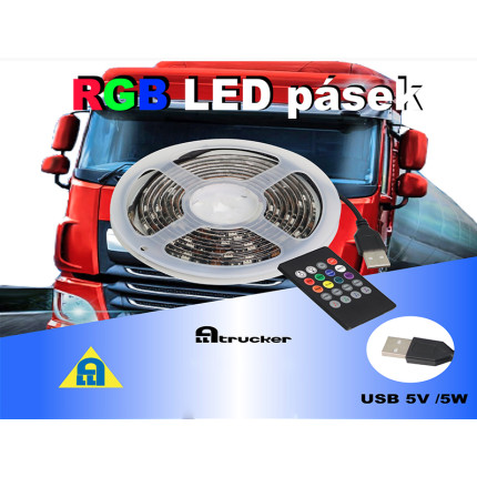 TIR, BUS a karavan - Světelný RGB LED pásek SONG - 200cm, 60LED, USB 5V