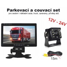 Parkovací a couvací set 12-24V – LCD monitor 7″ + kamera s kabelem