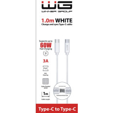 WG Datový kabel USB-C / USB-C, 3A, bílý, 100cm