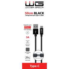 WG Datový kabel USB-A / USB-C, 3 A, černý, 50 cm