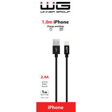 WG Datový kabel USB-A / Lightning, 2,4 A, černý, 100cm
